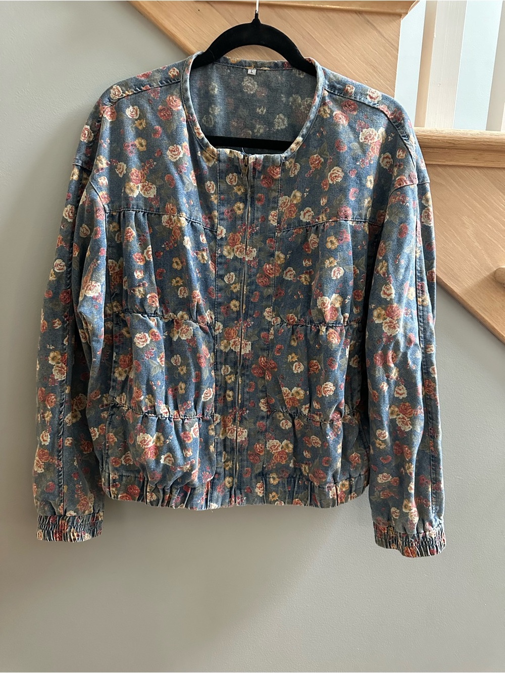 Amazon Blue Floral Quilted Jean Jacket